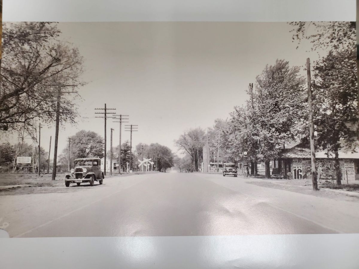 Meridian St facing north. Train Depot is on the right.